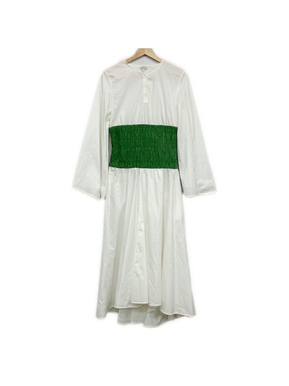 Loewe Dress S White Green Long Sleeve Maxi